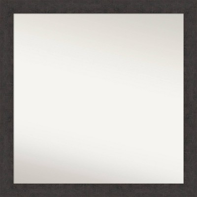 30" x 30" Non-Beveled Rustic Plank Espresso Narrow Wall Mirror - Amanti Art: Square Frame, Polystyrene Material, Wall Mounted
