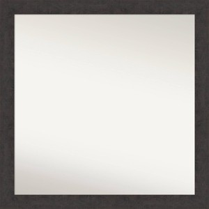 30" x 30" Non-Beveled Rustic Plank Espresso Narrow Wall Mirror - Amanti Art: Square Frame, Polystyrene Material, Wall Mounted - 1 of 4