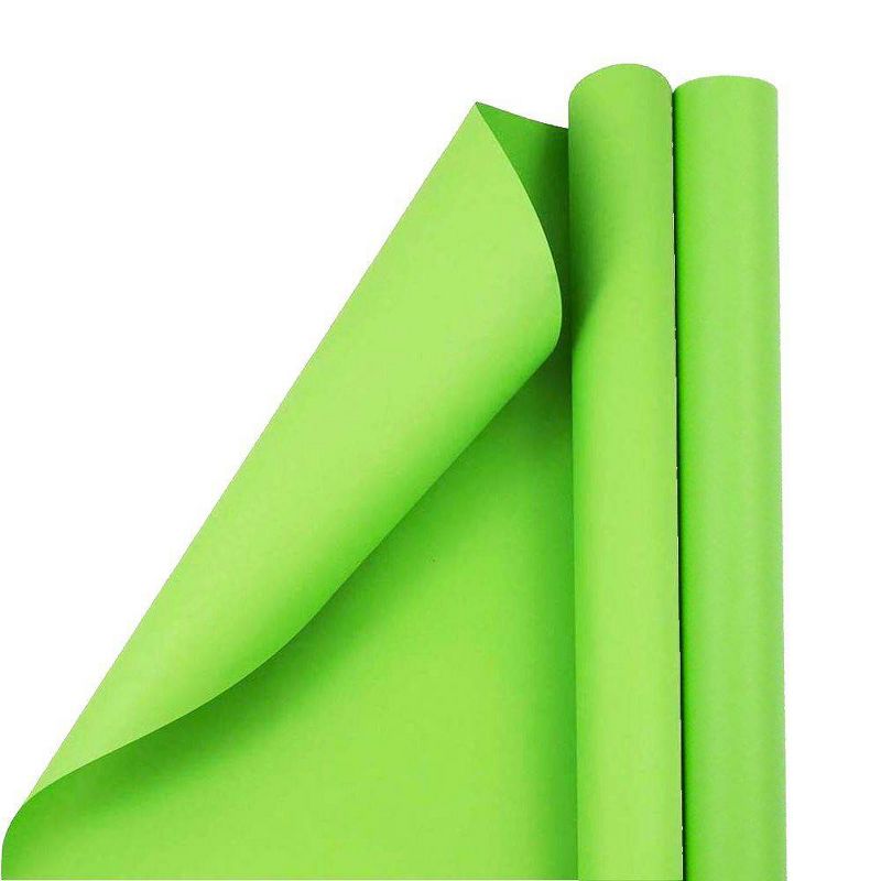 JAM PAPER Green Matte Gift Wrapping Paper Rolls - 2 packs of 25 Sq. Ft., 1 of 7
