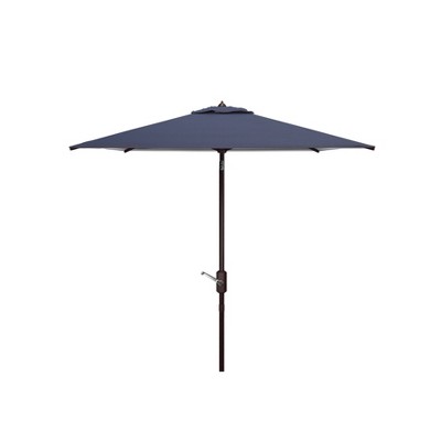 7.5' Square Athens Crank Umbrella Navy/White - Safavieh