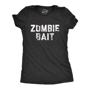 Womens Zombie Bait Tshirt Funny Undead Gas Mask Apocalypse Graphic Novelty Tee - Crazy Dog Women's T Shirt - 1 of 4