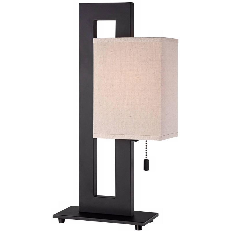 360 Lighting Modern Accent Table Lamp 20.5" High Espresso Bronze Floating Rectangular Oatmeal Box Shade for Living Room Family Bedroom, 1 of 10