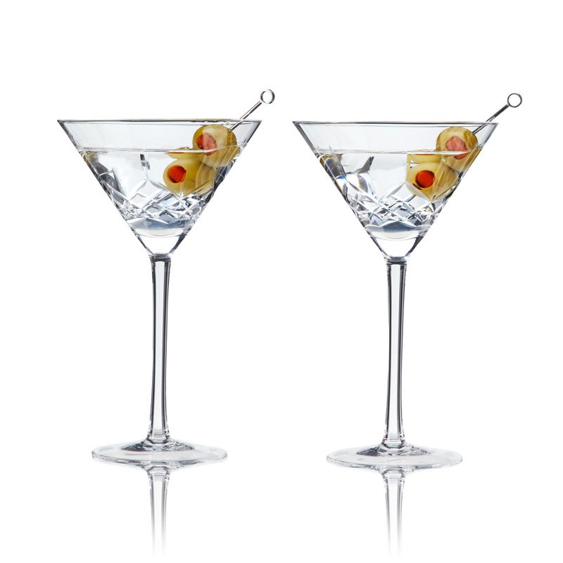 Viski Admiral Etched Martini Glasses, Set of 2 9 oz Cocktail Coupes, Lead-Free Crystal Glassware, 6 of 10