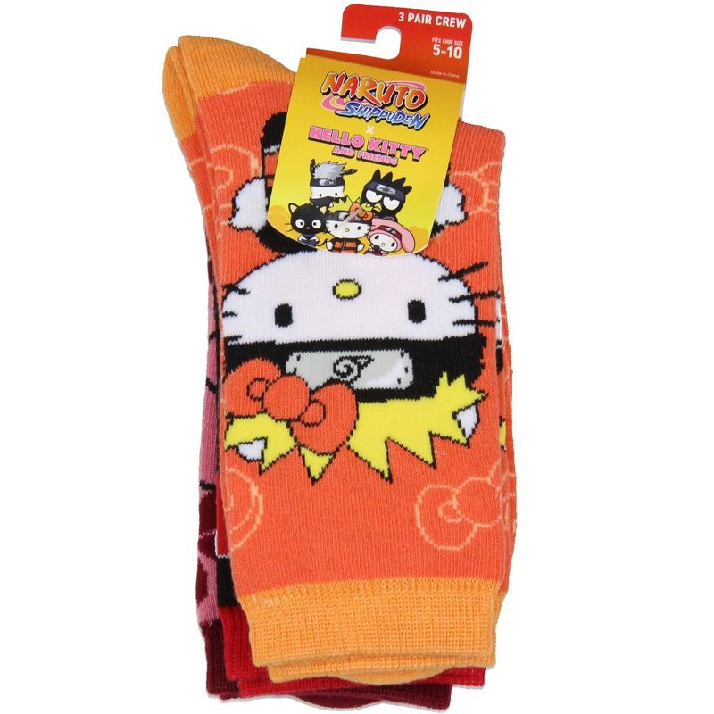 Naruto Shippuden X Hello Kitty And Friends Adult 3-Pack Crew Socks Multicoloured, 5 of 6