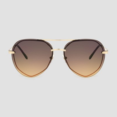 Women's Aviator Sunglasses with Brown Gradient Lenses - A New Day™ Gold