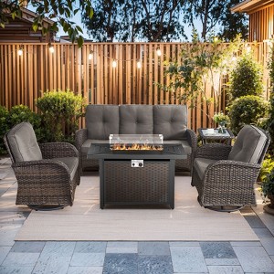 Gymojoy Sofa Swivel Chair with Propane Fire Pit Table - 1 of 4