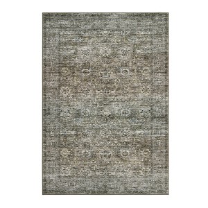Washable Area Rug – Non-Slip Ultra-Thin Low Pile Vintage Oriental Distressed Carpet for Living Room, Bedroom, Dining, Office & Nursery, Multi-Color - 1 of 4