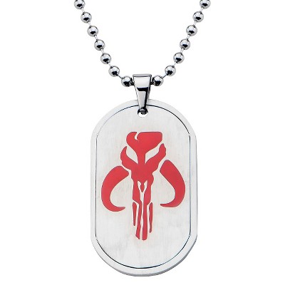 Men's Star Wars Mandalorian Symbol Stainless Steel Dog Tag Chain Necklace (22")