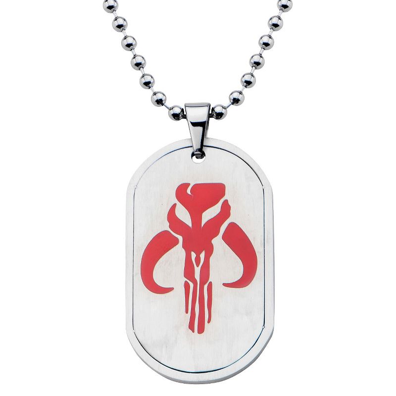 Men&#39;s Star Wars Mandalorian Symbol Stainless Steel Dog Tag Chain Necklace (22&#34;), 1 of 3