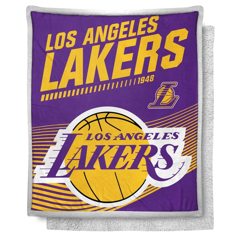 NBA Los Angeles Lakers New School Mink Faux Shearling Throw Blanket, 1 of 5