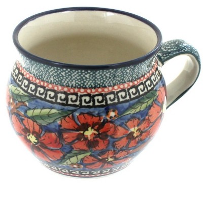 Blue Rose Polish Pottery Jungle Flower Bell Shape Mug