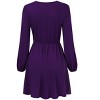 Coolmee Women's Midi Dress Long Sleeve Wrap V Neck A Line Mini Tunic Dress - 4 of 4