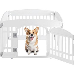 Gsluuk Dog Playpen, 24" Exercise 4-Panel Pet Playpen with Door, Safe and Secure, Folding and Portable Puppy Playpen for Puppies and Small Dogs, White - 1 of 1