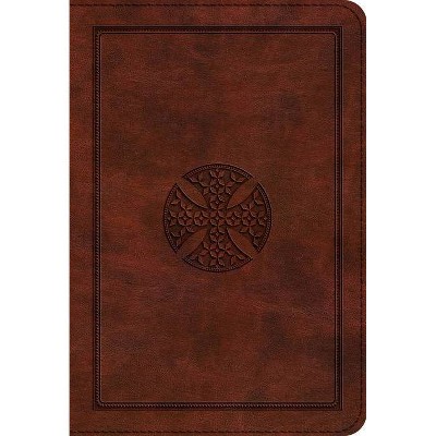 ESV Large Print Compact Bible (Trutone, Brown, Mosaic Cross Design) - (Leather Bound)