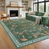 Washable Modern Farmhouse Area Rug with Butterflies Flowers Print, Botanical Low Pile Soft Large Carpet for Home Decor - 2 of 4