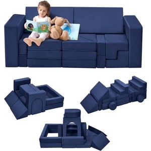 22 Pcs Modular Kids Play Couch, Kids Convertible Couch for Playroom and Bedroom, Soft Foam Kids Play Sofa, Child Sectional Sofa for Playing, Sleeping - 1 of 4