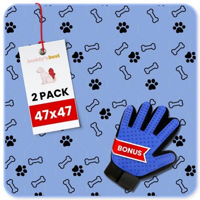 Buddy's Best Washable Dog Pee Pad - Waterproof, Absorbent, + Grooming Glove