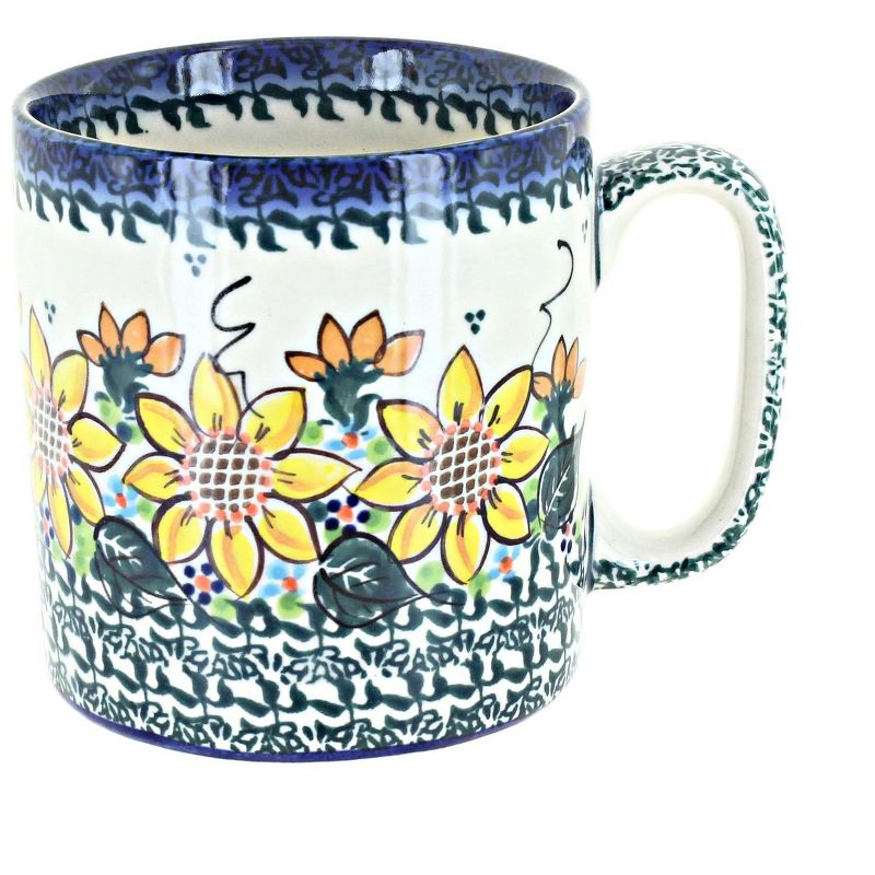 Blue Rose Polish Pottery K05 Galia Plain Coffee Mug, 1 of 2