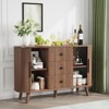 Buenhomino 47" Sideboard Buffet Cabinet, Fluted Storage Cabinet with 2 Sliding Tambour Doors and 3 Drawers for Living Room, Entryway, Hallway, Walnut - 3 of 4