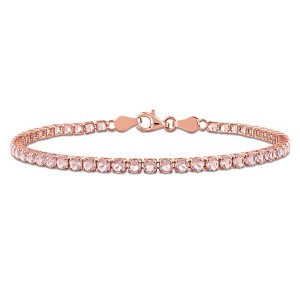 EVERLY JEWELRY | Rose Plated Sterling Silver 5 1/10 CT TGW Simulated Morganite Bracelet With Chain, 7.25-inch - 1 of 4