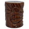 Sunnydaze Tropical Wood-Look Tiki Head Decorative Ceramic Garden Stool - 17" - 2 of 4