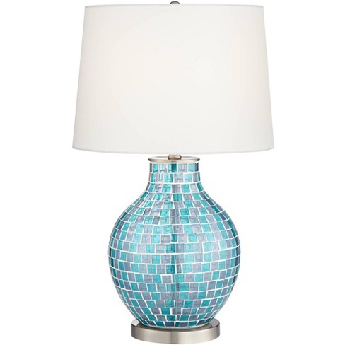 360 Lighting Modern Table Lamp Mosaic, Teal Blue Bedside Lamps