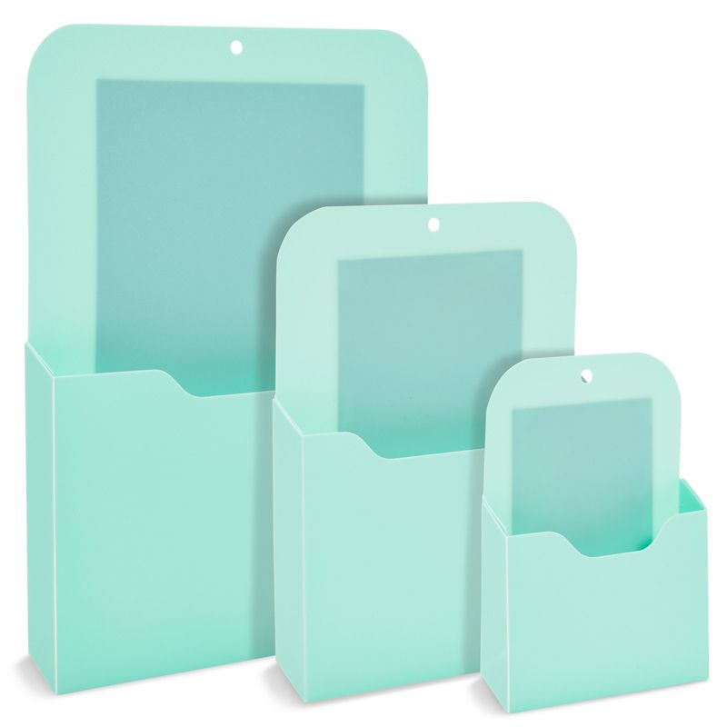 Okuna Outpost 3 Pack Magnetic Wall File Holders Set for Organization, 3 Sizes (Teal), 4 of 9
