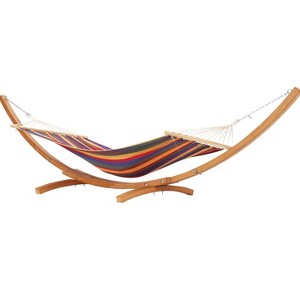 GustoWave Wood Hammock Stand Only,Universal Wood Hammock Stand with Chains and Carabiners,Curved Wood Hammock Stand for Outside Patio Backyard Indoor - 1 of 4