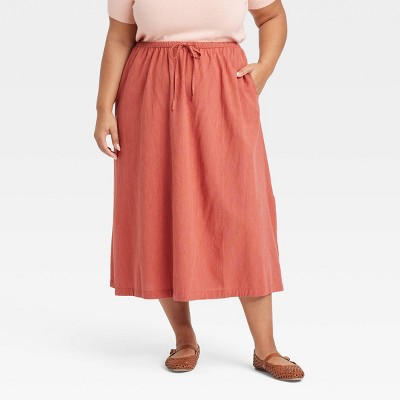 Women's Tie-Front Midi A-Line Skirt - Universal Thread™