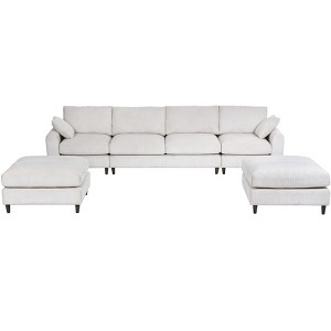 VYNXARIA Modern corduroy modular section sofa, U-shaped convertible L-shaped sofa set with pillow,6 seat - 1 of 4