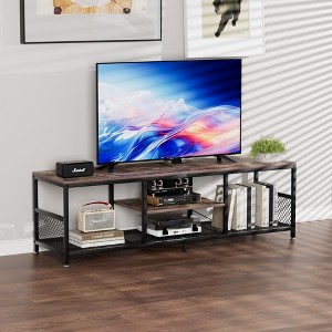VECELO 3-Tier Industrial TV Stand for TVs Up to 80" Media Console TV Table with Power Outlets & Storage Shelve for Living Room, Bedroom - 1 of 4