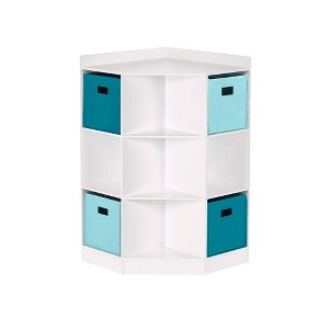 RiverRidge Kids' Corner Playroom Cabinet with 6 Toy Storage Cubbies and 3 Angled Shelves with 4 Fabric Bins - 1 of 4