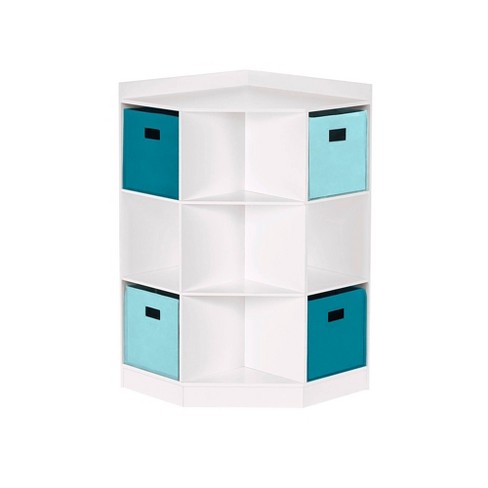 5pc Kids' Corner Cabinet Set With 4 Bins White/turquoise/aqua - Riverridge  Home : Target