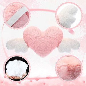 TruAIR 2 Pcs Plush Heart Shaped Car Pillow with Angel Wings for Travel Decor - 1 of 4