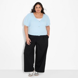 Women's Puff Short Sleeve V-Neck Cardigan - Wild Fable™ - 1 of 3