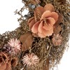 Northlight Orange and Coral Pink Twig and Floral Autumn Harvest Wreath, 13.75-Inch, Unlit - 2 of 3