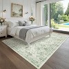 Washable Floral Runner Rug - Ultra-Soft Vintage Print Stain-Resistant Carpet Easy-Clean Distressed Floor Mat for Hallway Laundry Room Bedroom - 4 of 4
