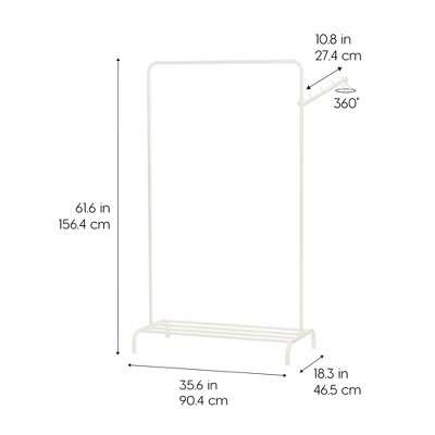 White Metal Garment Rack with Adjustable Hanger and Shelf