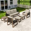 EAGLE PEAK 6 Pieces Natural Cedar Wood Conversation Set, Outdoor Patio Furniture with 2 Ottomans and Side Table - 2 of 4