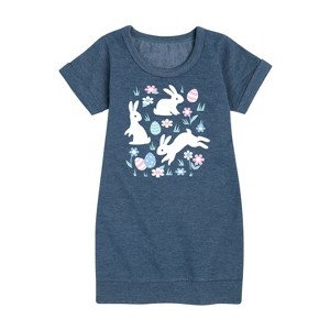 - Instant Message - Easter Scene Graphic Short Sleeve Fleece Dress - 1 of 4