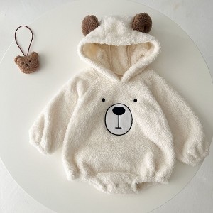 MyKids-Usa Baby Bear Embroidered Pattern Soft Bodysuits In Autumn - 1 of 4