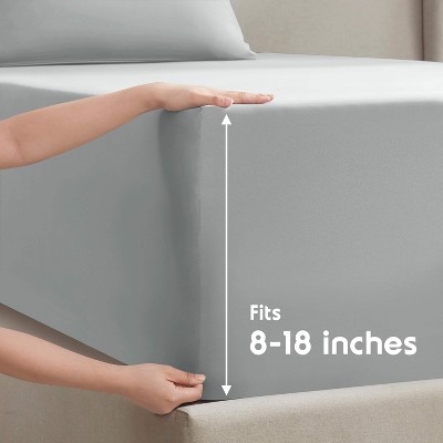 King Silver Light Gray Microfiber Deep Pocket Sheet Set