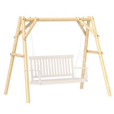 Outsunny 660 lbs Wooden Porch Swing Frame, A-Frame Swing Stand for DIY Painting, Hanging Chair Stand Only for Backyard, Patio, Lawn, Garden