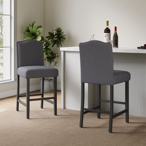 NicBex 26" Bar Stools Set of 2,Counter Height Bar Stools with Nailhead Trim,Barstools with Rubberwood Legs,Bar Chairs for Dining/Island/Bar - 1 of 4