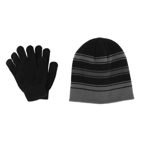 Grand Sierra Kids' 8-12 Striped 2-Piece Winter Beanie and Glove Set - image 1 of 3