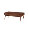 48" Retro Modern Coffee Table with 2 Drawers, Walnut Veneer Wooden Accent Piece for Living Room or Lounge - 2 of 4