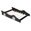 Whisen Twin Size Race Car-Shaped Platform Bed with Wheels - 4 of 4