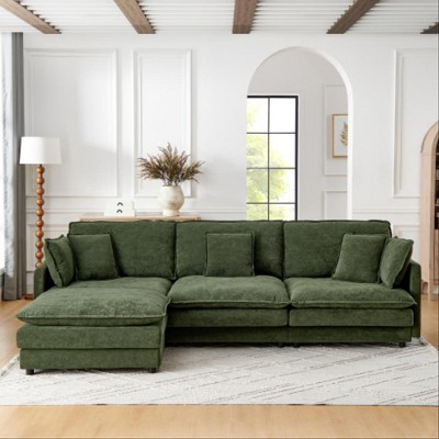 TIRAMISUBEST Cloud Couch Sectional L Shaped Sofa with Storage Ottoman Convertible Lounge Breathable Fabric Sofa Oversized 4 Seat Couch