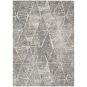 Ivory Charcoal And Beige Geometric Washable Indoor Outdoor Area Rug - 1 of 4