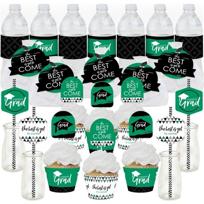 Big Dot of Happiness Green Grad - Best is Yet to Come - Green Graduation Party Favors and Cupcake Kit - Fabulous Favor Party Pack - 100 Pieces